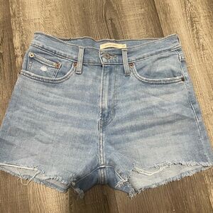 Levi Light Blue Distressed Jean Shorts